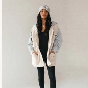 Aemi+Co by The Post Multi-Material Oversized Jacket